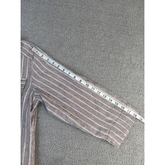 Tommy Bahama Two Palms Stripe Shirt Dress 100% Linen Natural Brown Size Small - Picture 9 of 11